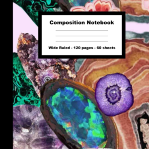 Composition Notebook: Beautiful Luminant Gemstone Themed Purple Turquoise Opal Ecstatic Colors with Marble Effect | Blank Wide Lined Premium Writing Journal for Girls Boys Kids Teens Students